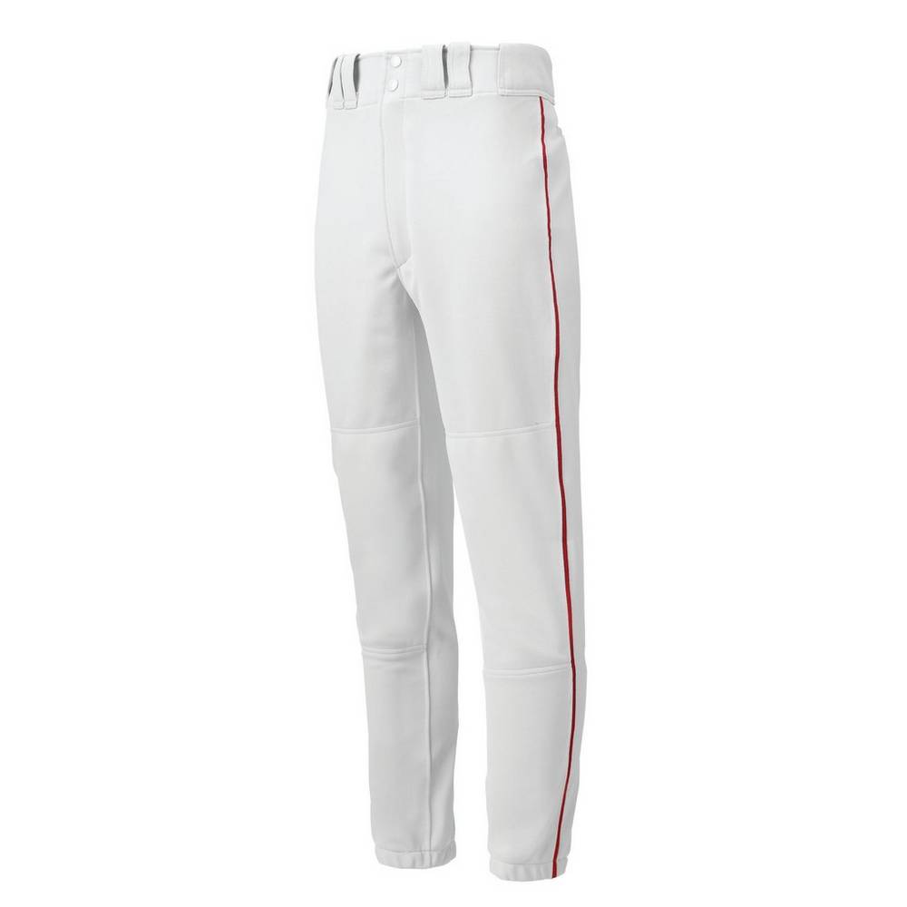 Pantalones Mizuno Premier Piped Hombre Blancas/Rojas Baratas QLSO-94238